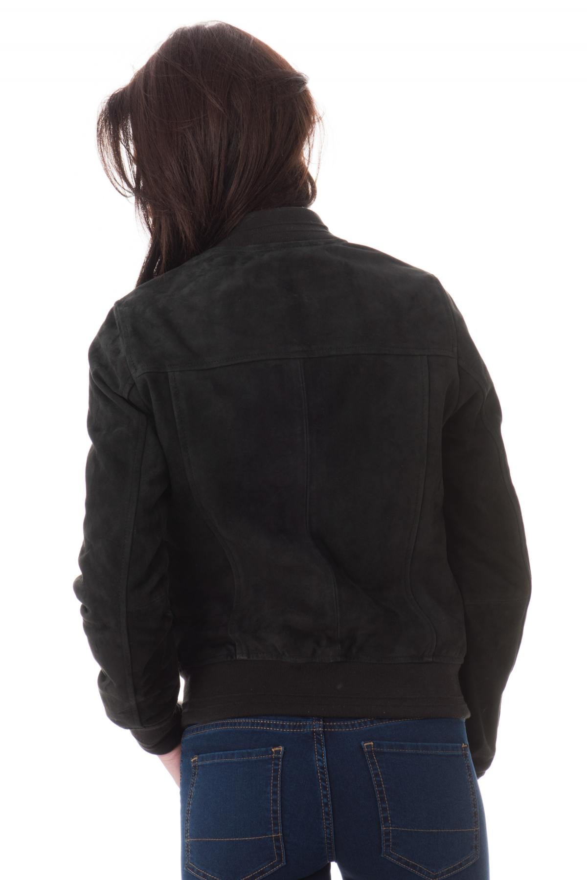 Navy blue teddy-style jacket for women - Image n°6