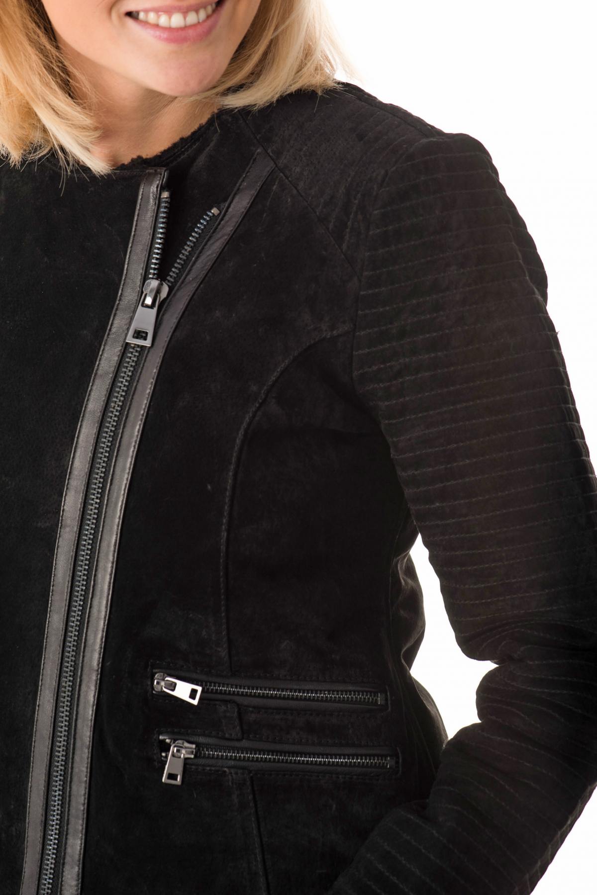 Trendy Women's Jacket in Black Oakwood Leather - Image n°7