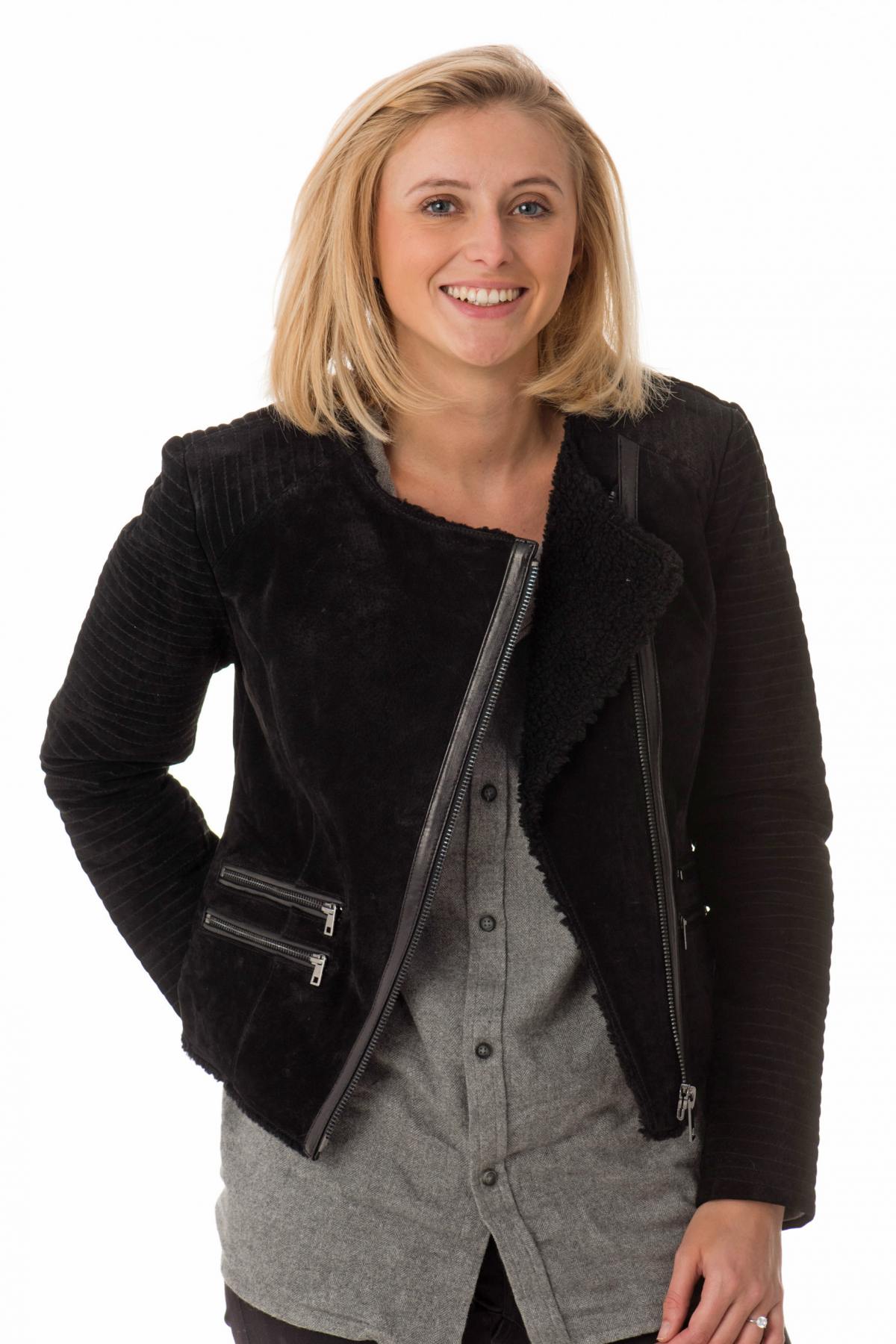 Trendy Women's Jacket in Black Oakwood Leather - Image n°4