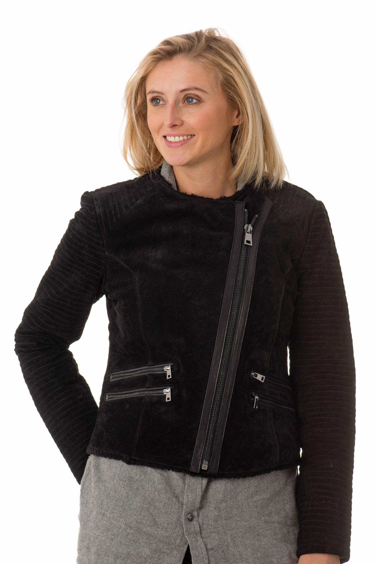 Trendy Women's Jacket in Black Oakwood Leather - Image n°3