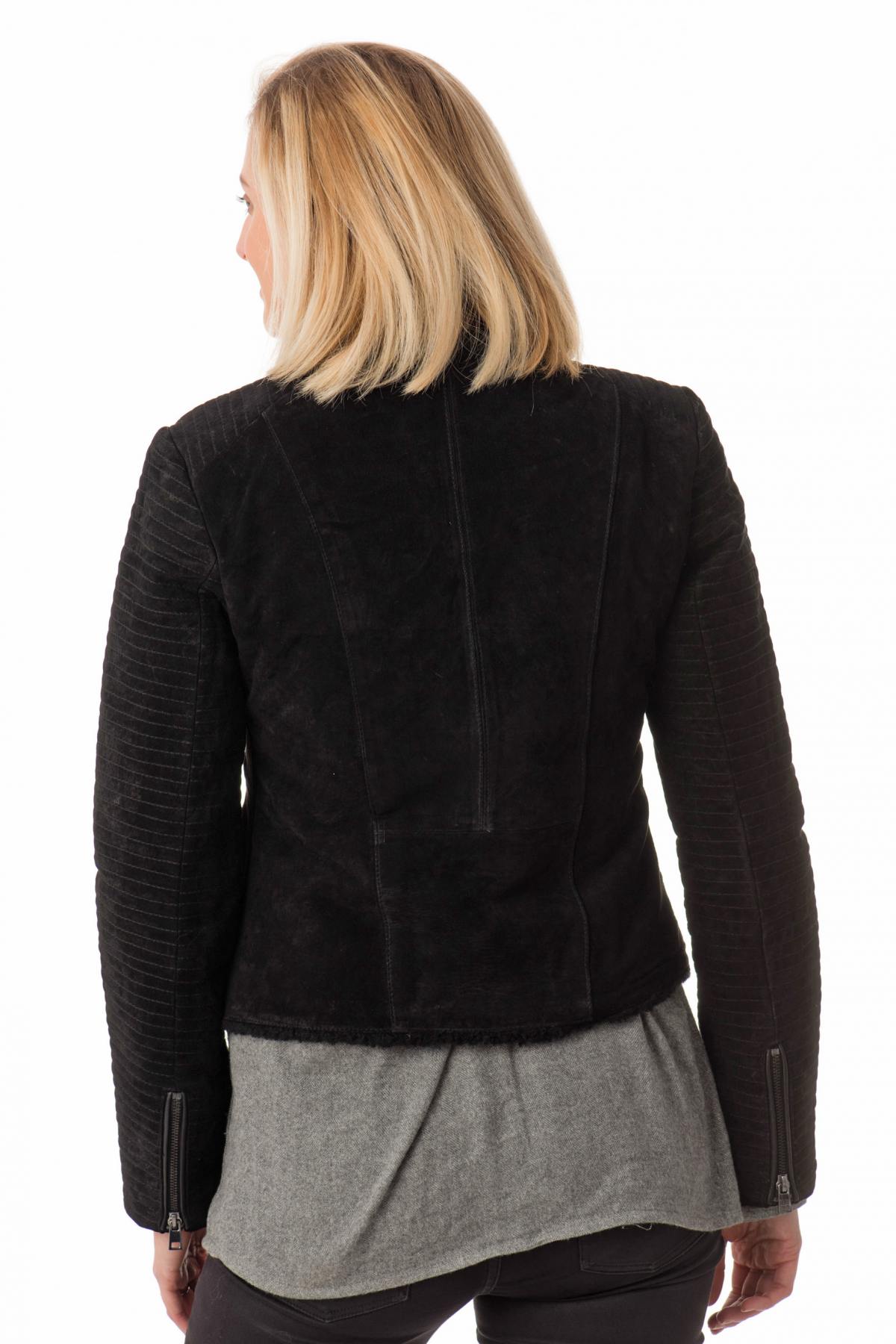 Trendy Women's Jacket in Black Oakwood Leather - Image n°6