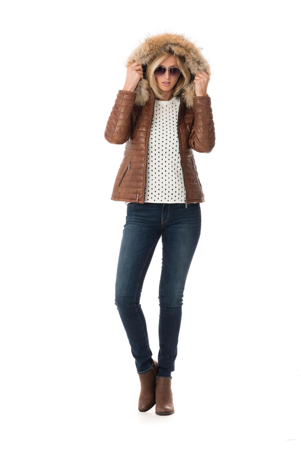 Women's sheepskin down jacket - Image n°7