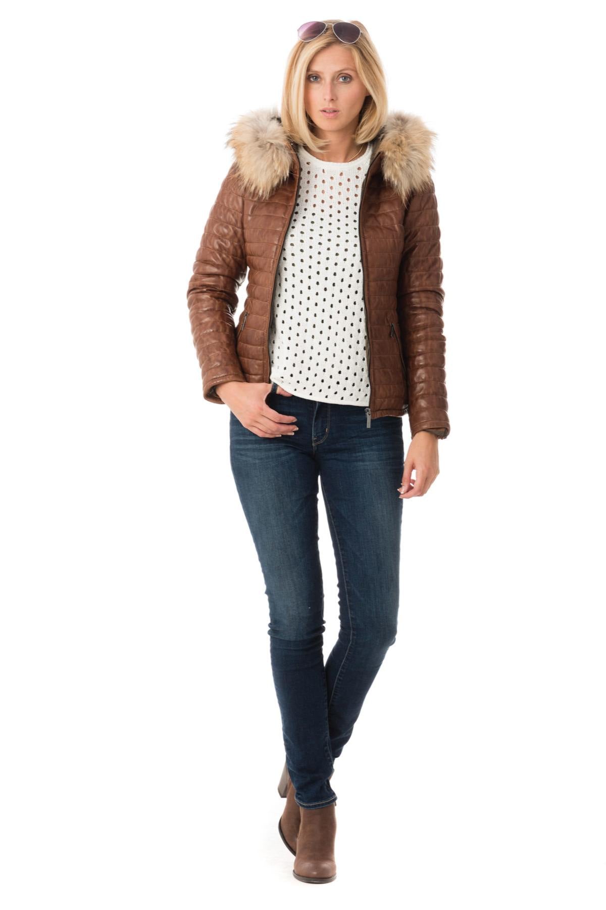 Women's sheepskin down jacket - Image n°3