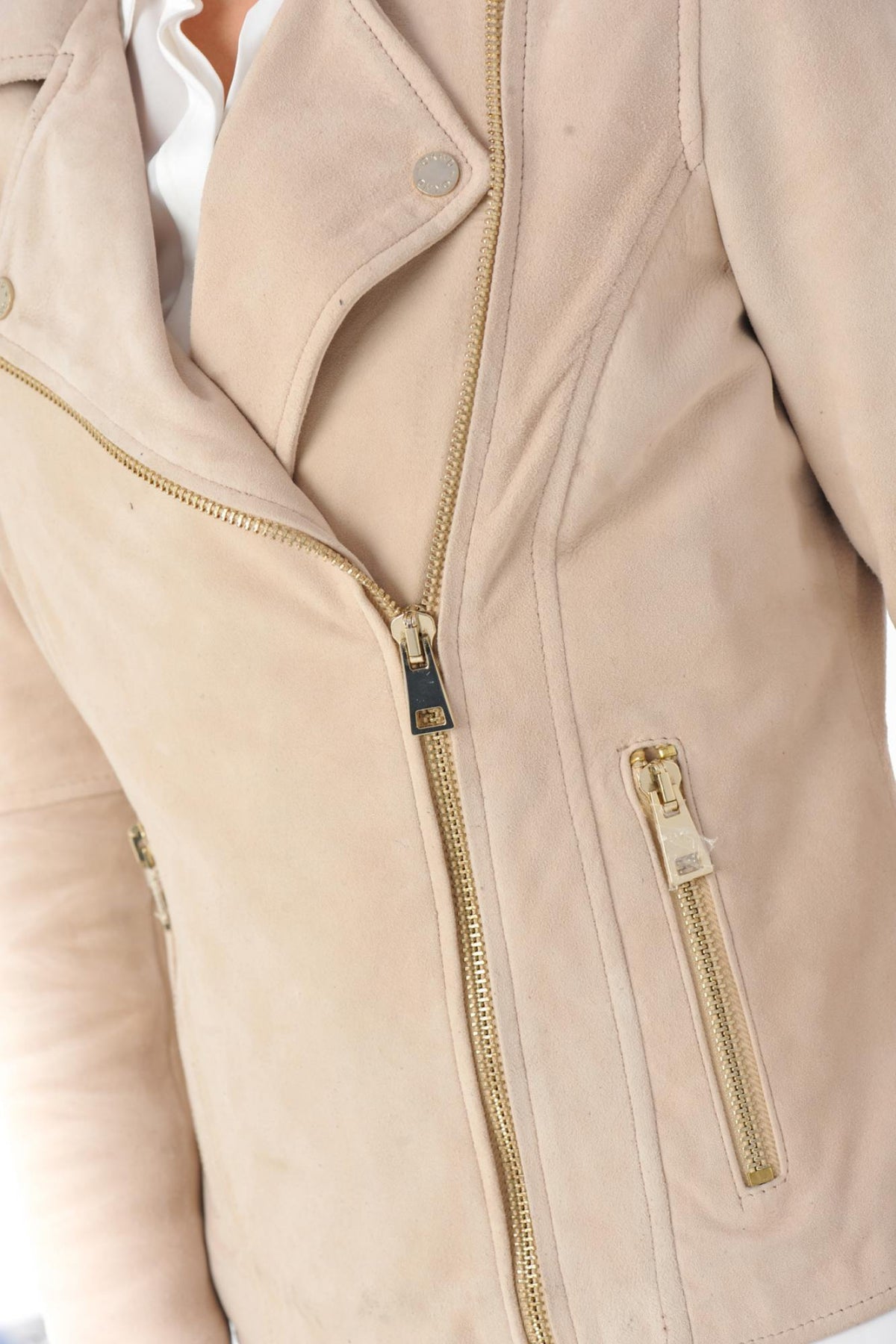 Light pink suede Biker Jacket - Image n°7