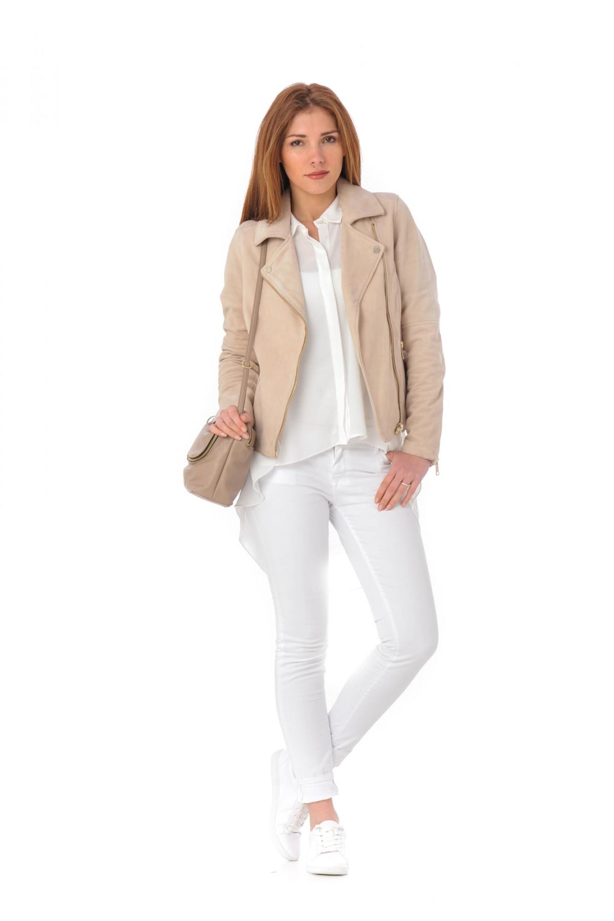 Light pink suede Biker Jacket - Image n°2