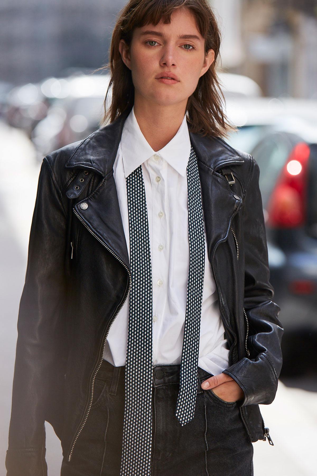  Black sheepskin Biker Jacket - Image n°2