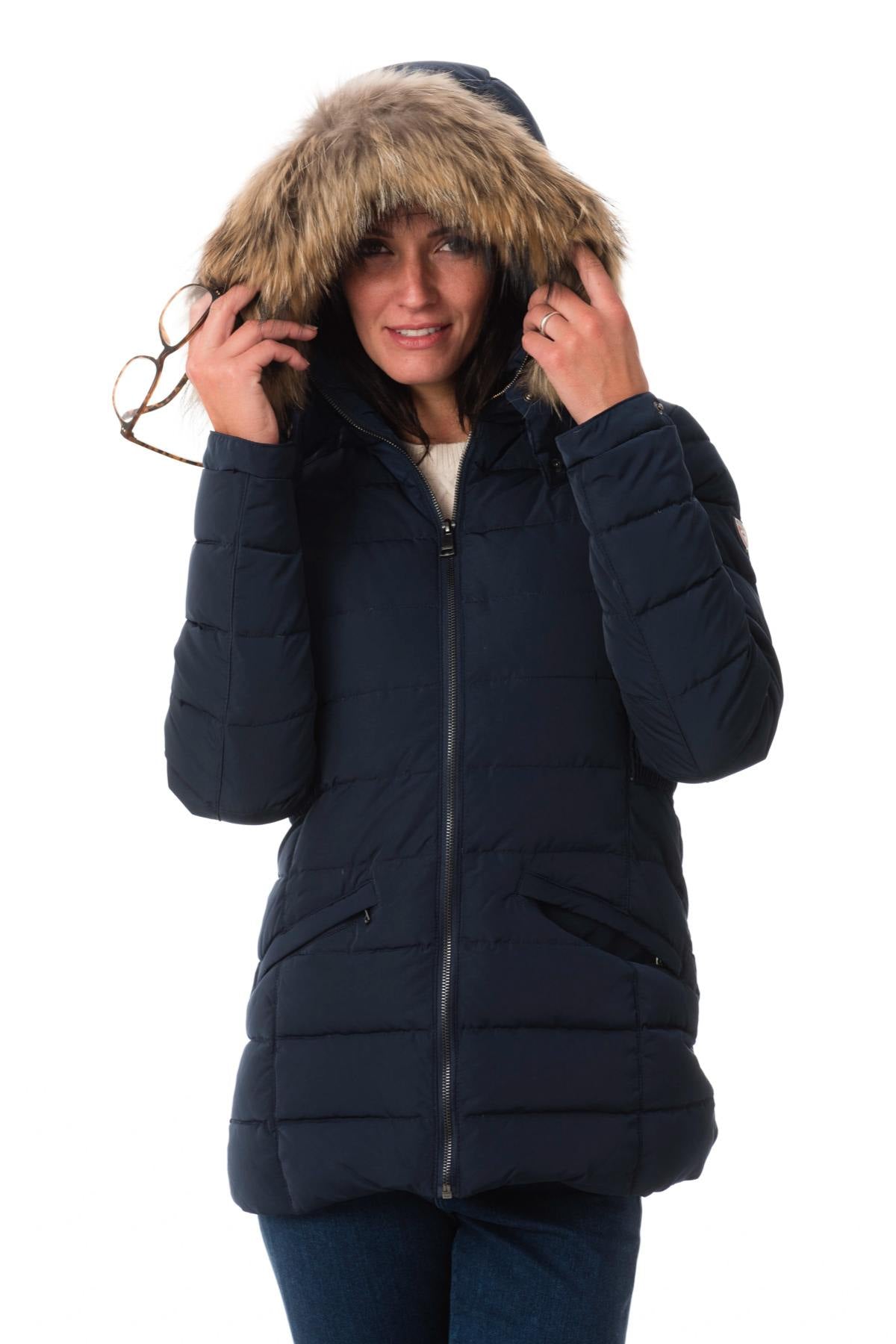 Navy blue polyester down jacket - Image n°4