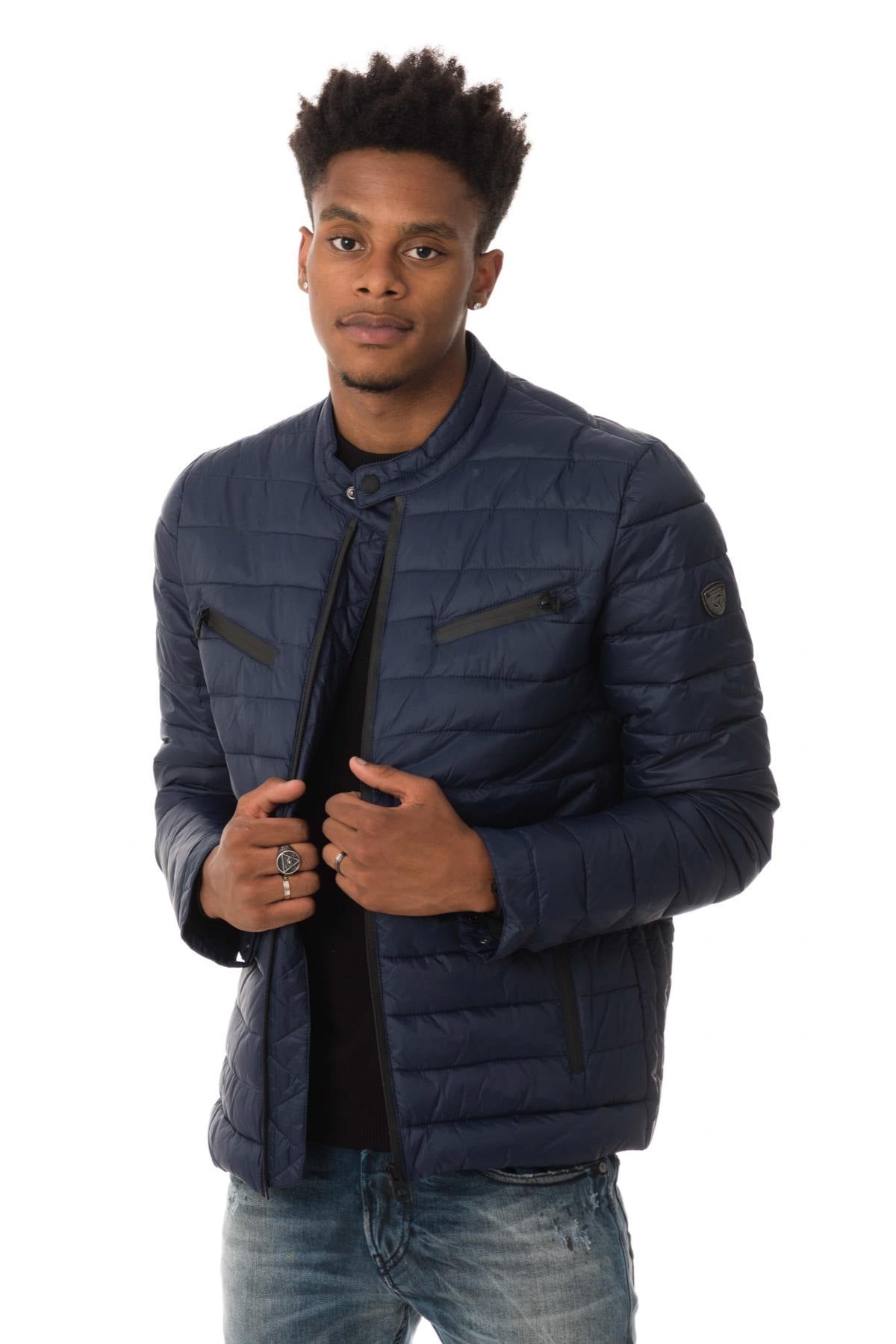 Lightweight navy blue nylon down jacket - Image n°1