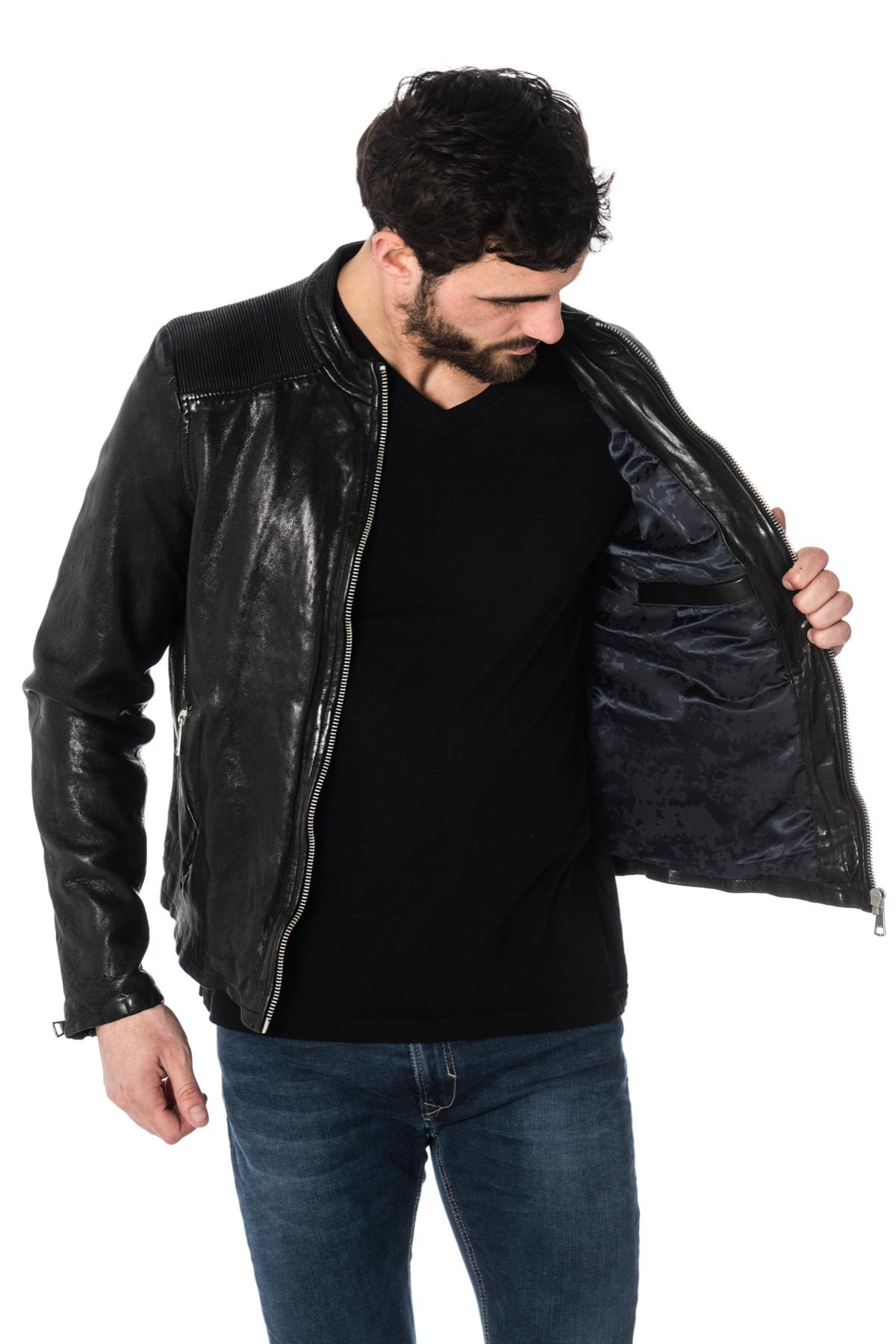  Black sheepskin leather jacket - Image n°3