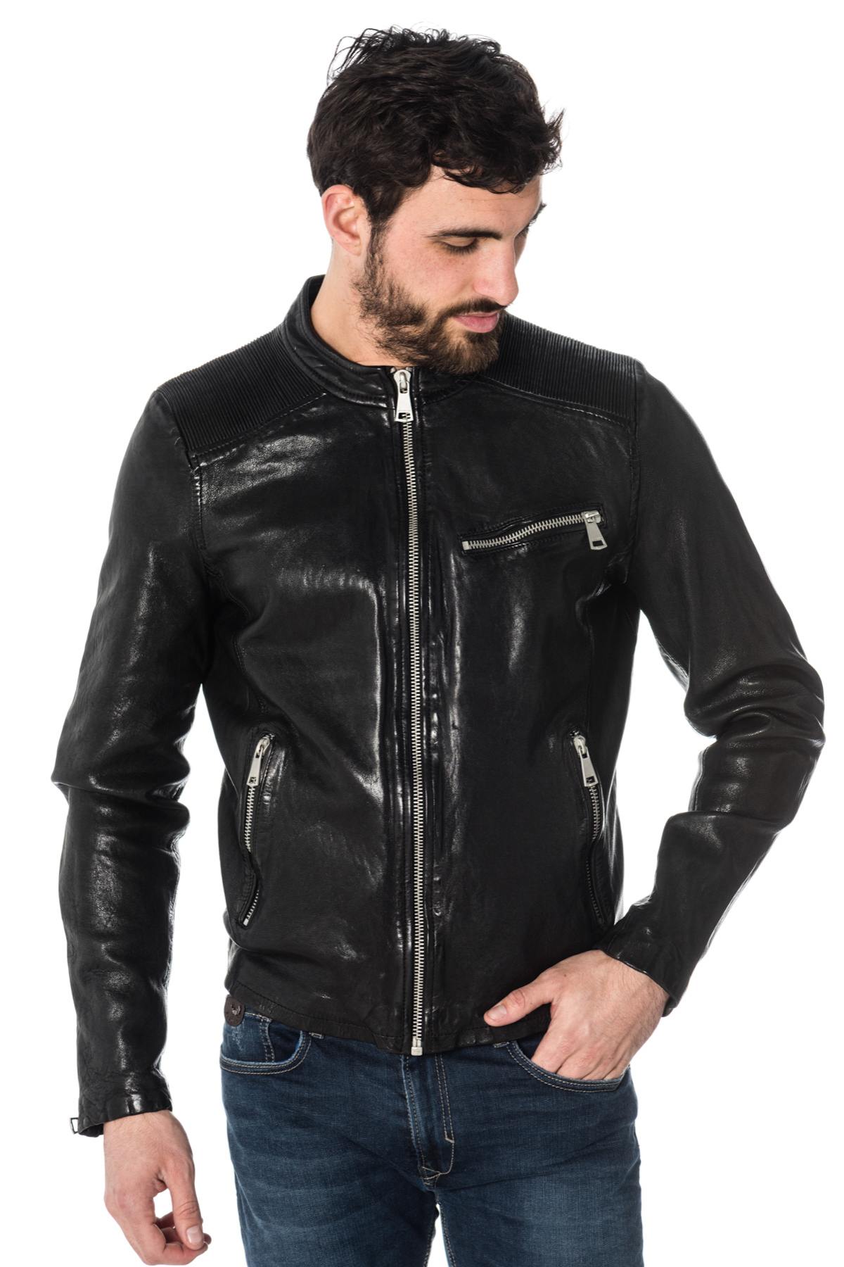  Black sheepskin leather jacket - Image n°4