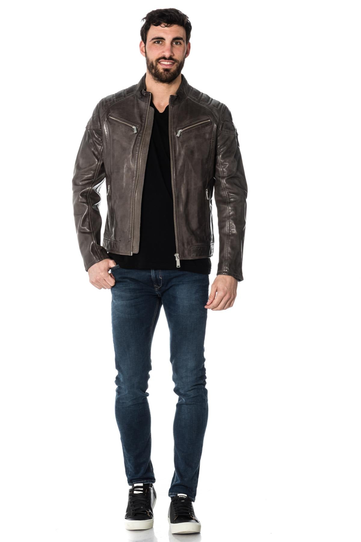 Redskins men's biker jacket in sheepskin leather - Image n°2