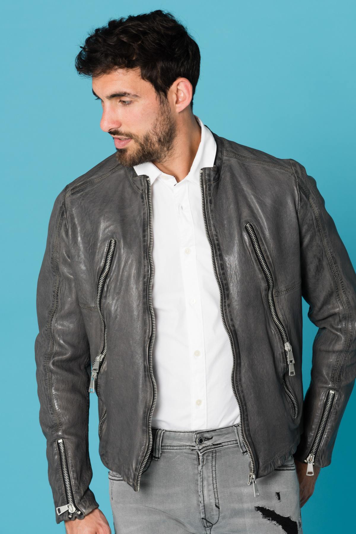 Men's trendy gray Redskins jacket - Image n°1