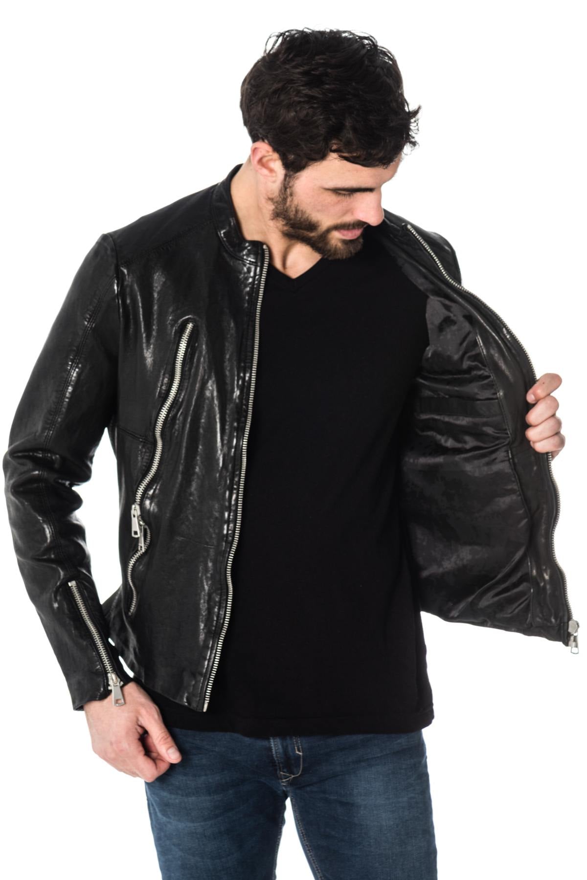 Redskins men's black sheepskin leather jacket - Image n°4