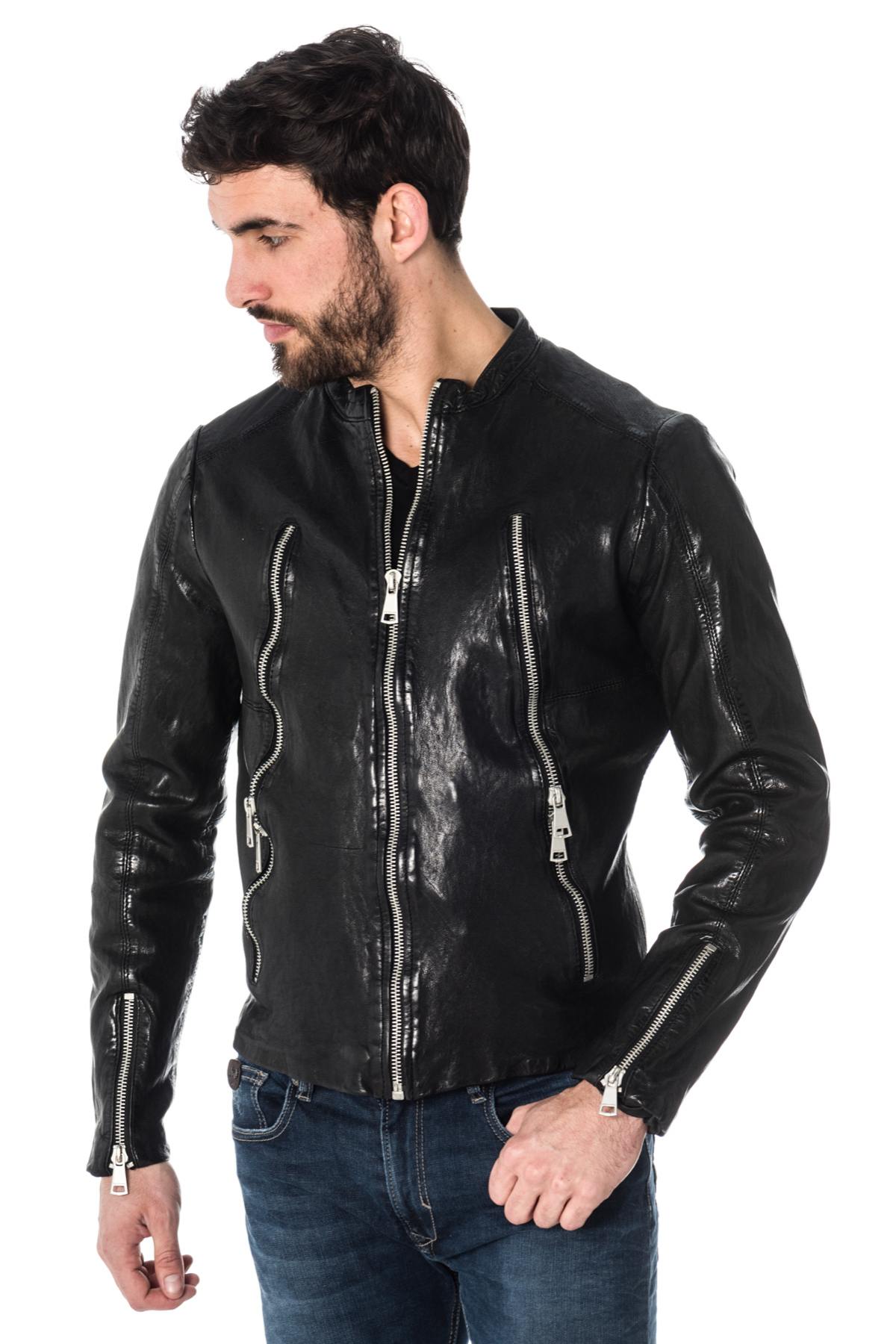 Redskins men's black sheepskin leather jacket - Image n°3