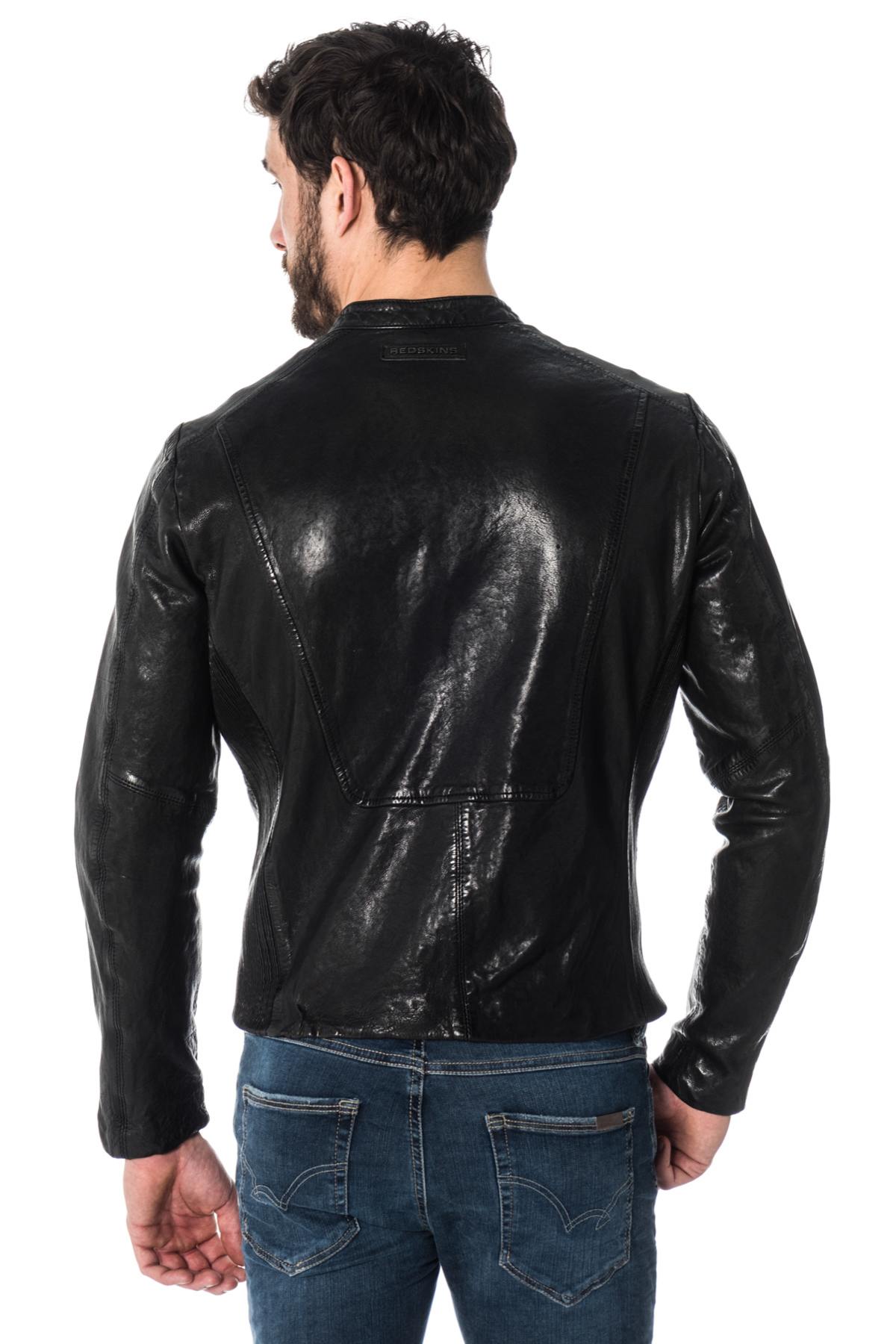 Redskins men's black sheepskin leather jacket - Image n°5