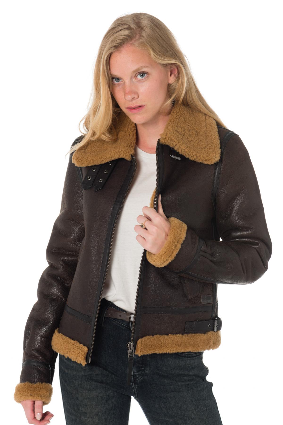 Women's bomber jacket in shearling - Image n°1