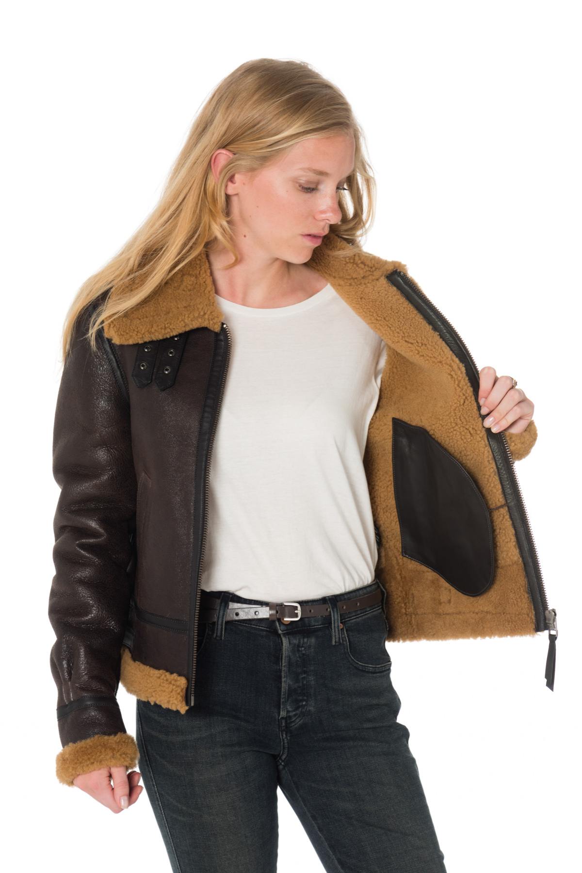 Women's bomber jacket in shearling - Image n°5