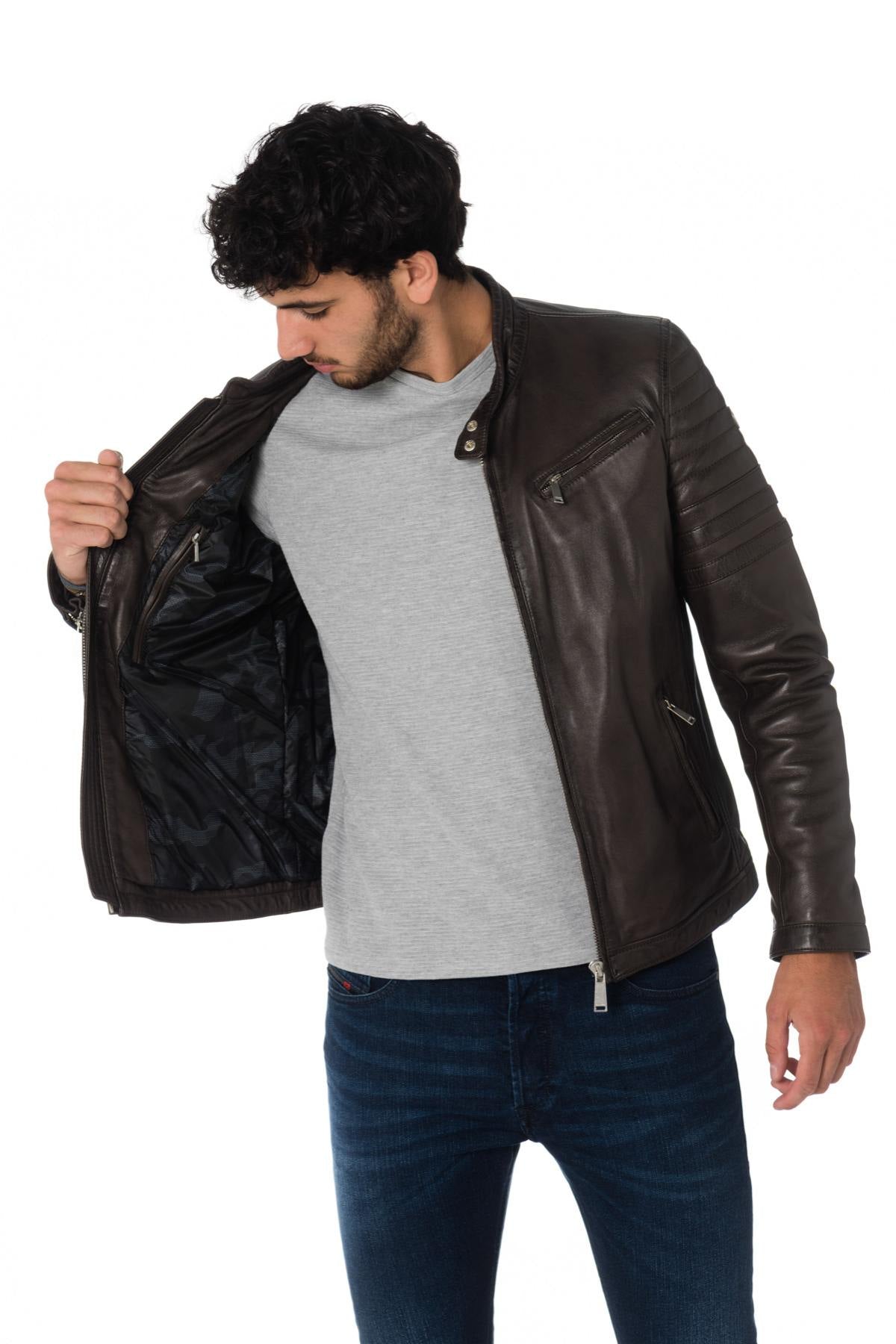  Men's brown sheepskin leather jacket - Image n°5