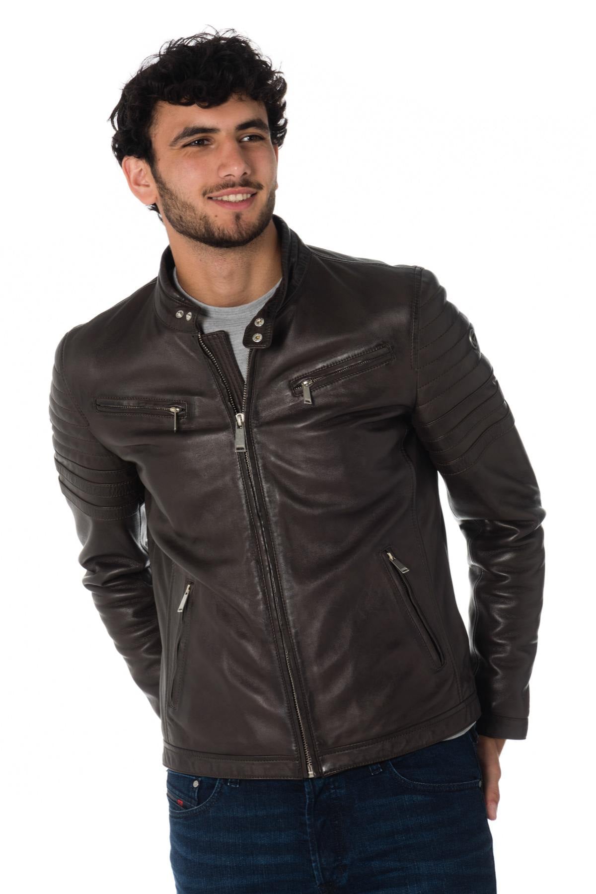  Men's brown sheepskin leather jacket - Image n°6