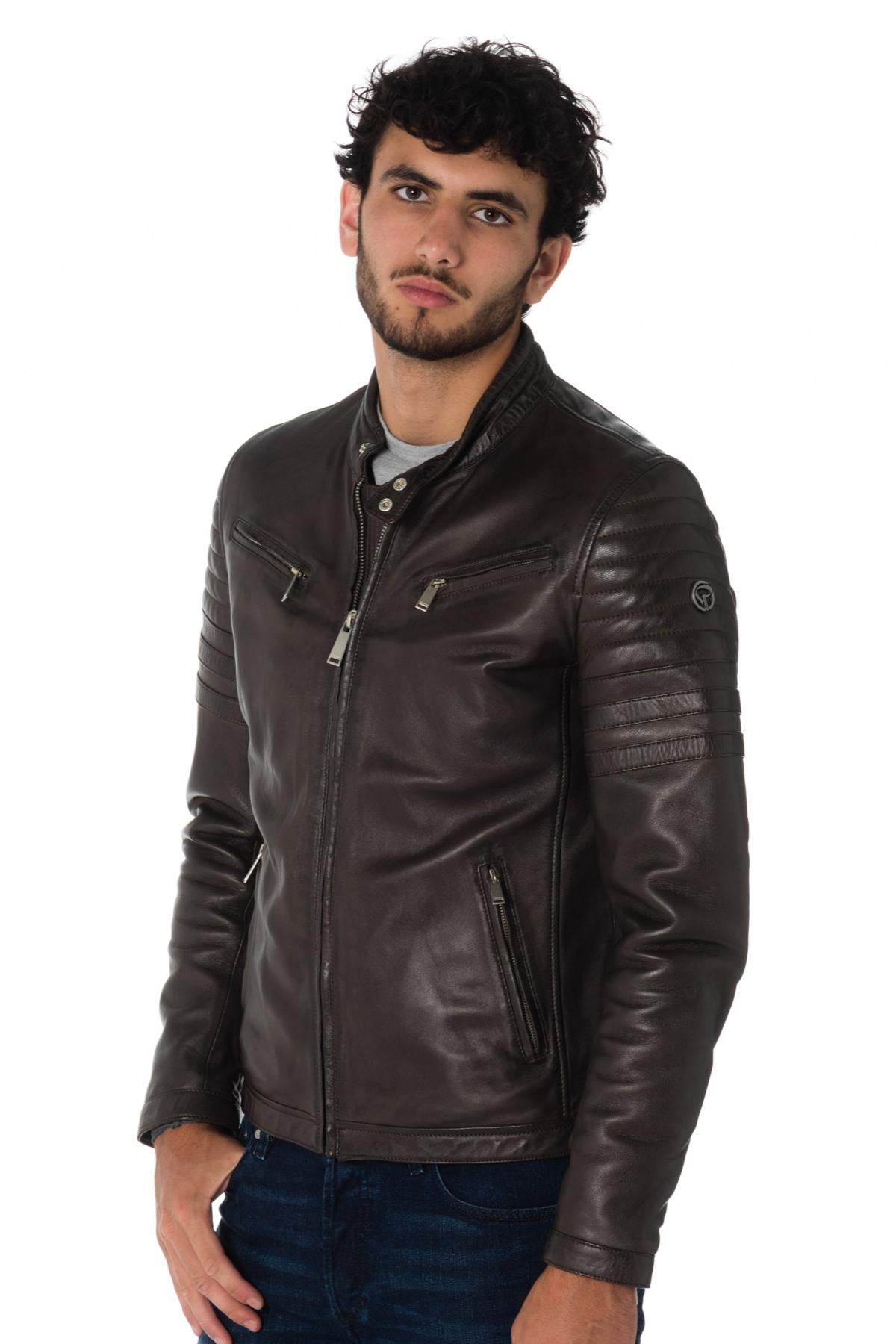  Men's brown sheepskin leather jacket - Image n°7