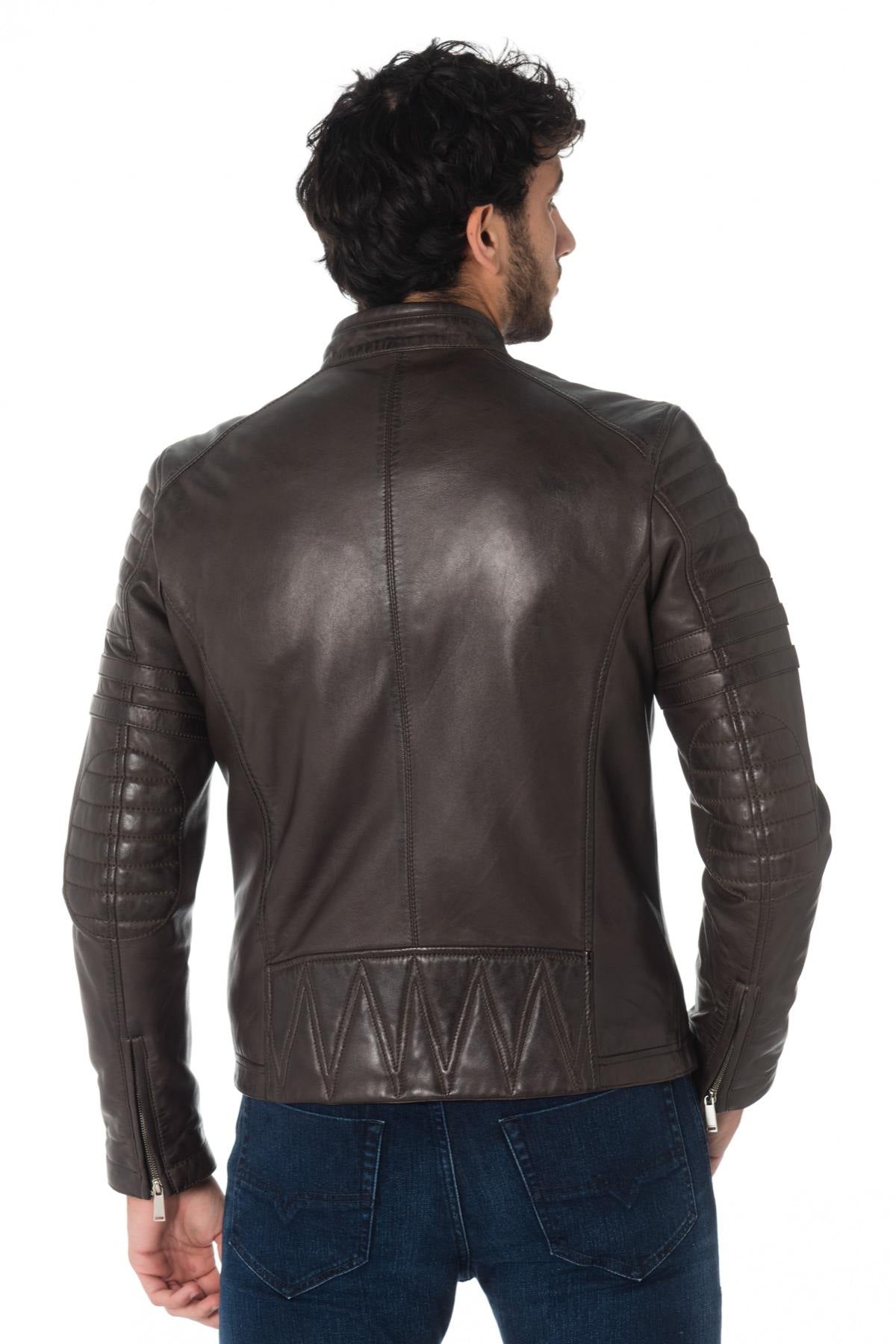  Men's brown sheepskin leather jacket - Image n°4