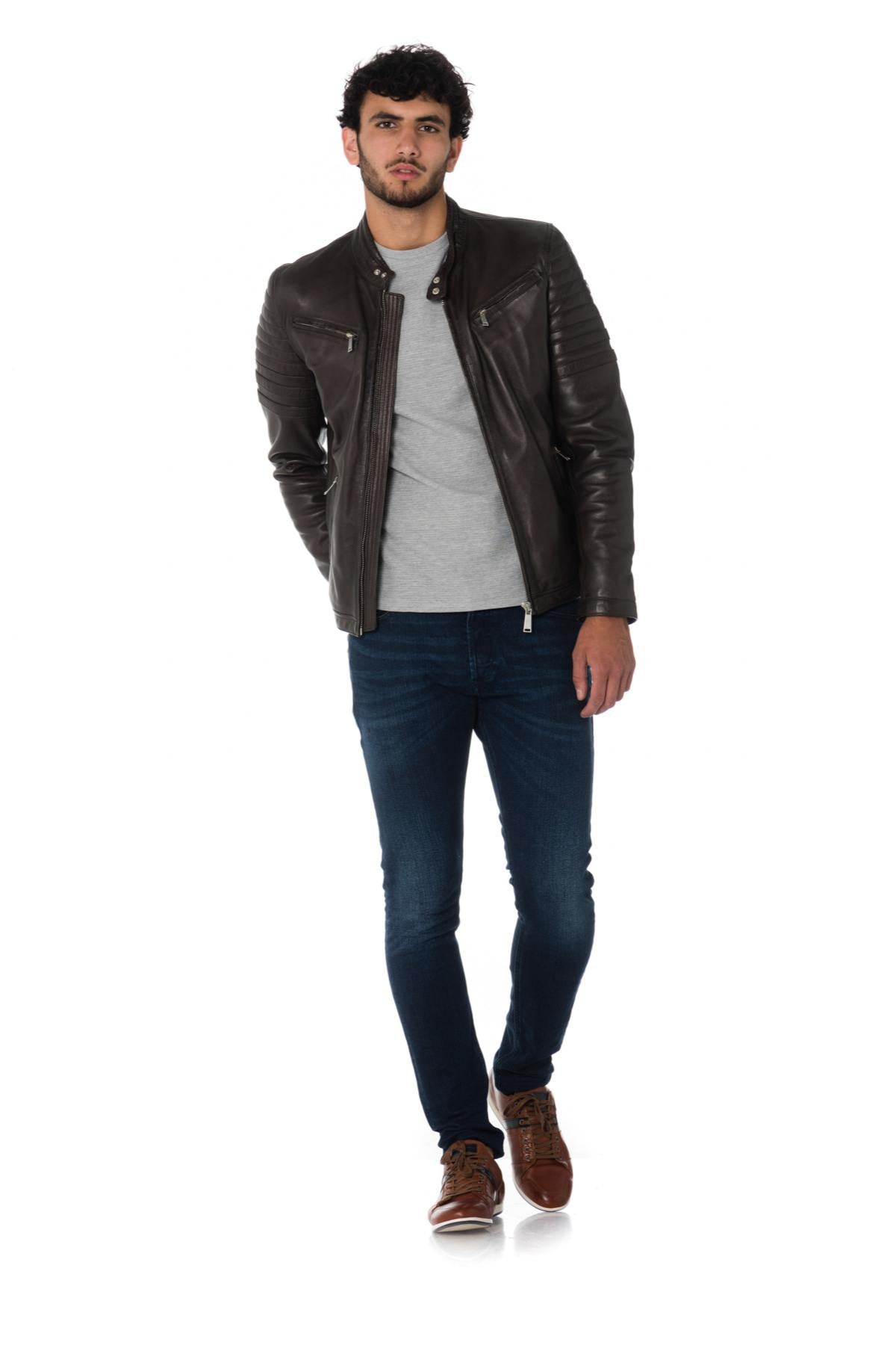  Men's brown sheepskin leather jacket - Image n°2