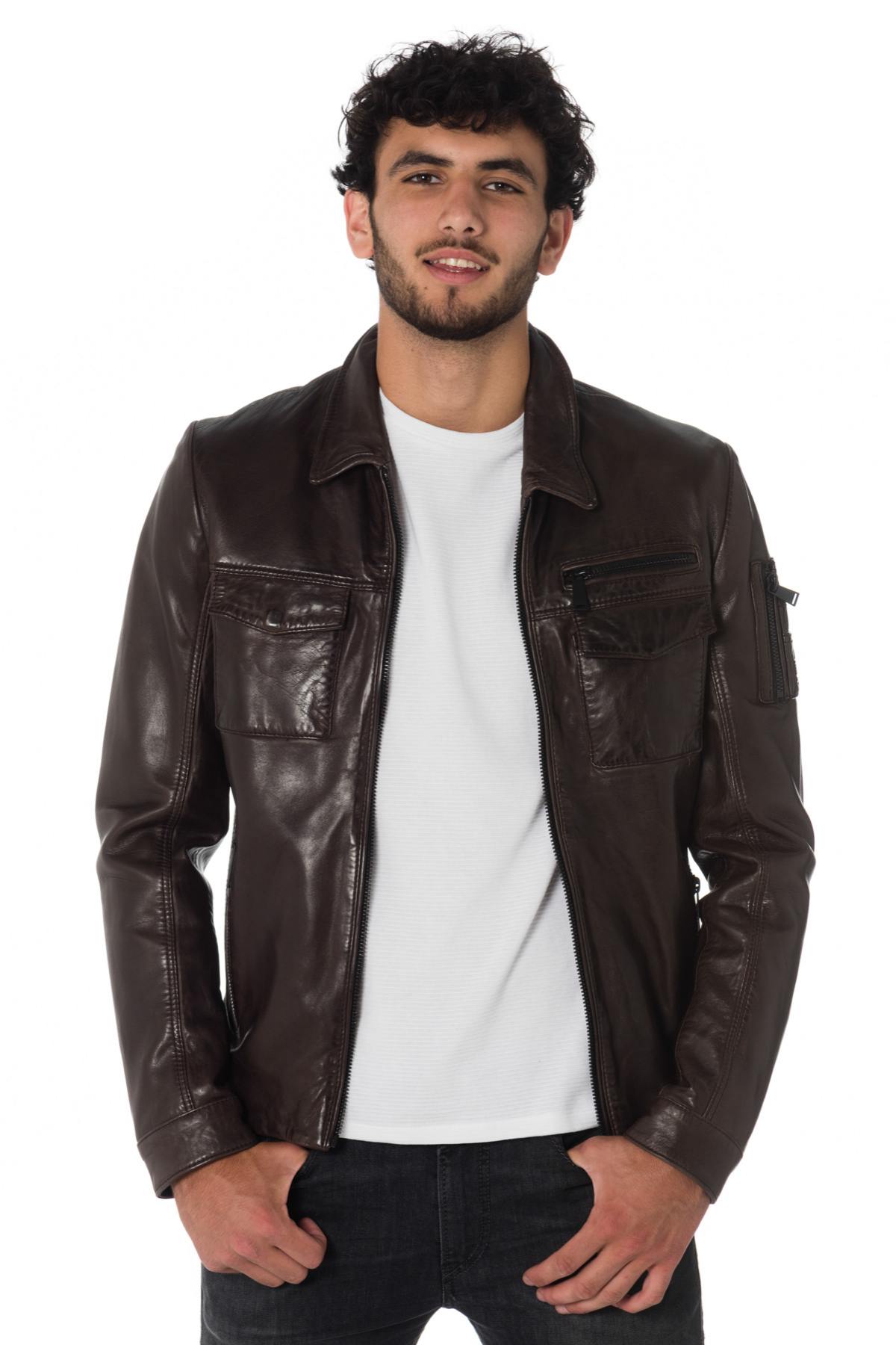 Redskins men's lambskin jacket with shirt collar - Image n°6