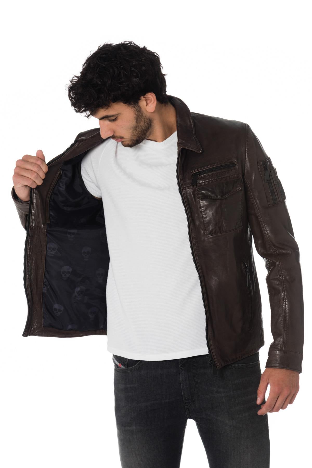 Redskins men's lambskin jacket with shirt collar - Image n°5