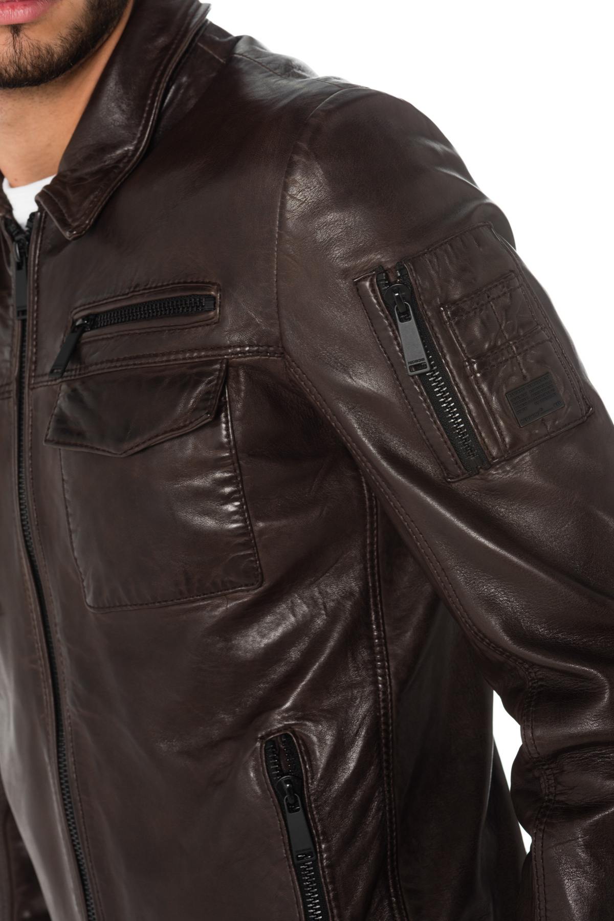 Redskins men's lambskin jacket with shirt collar - Image n°3