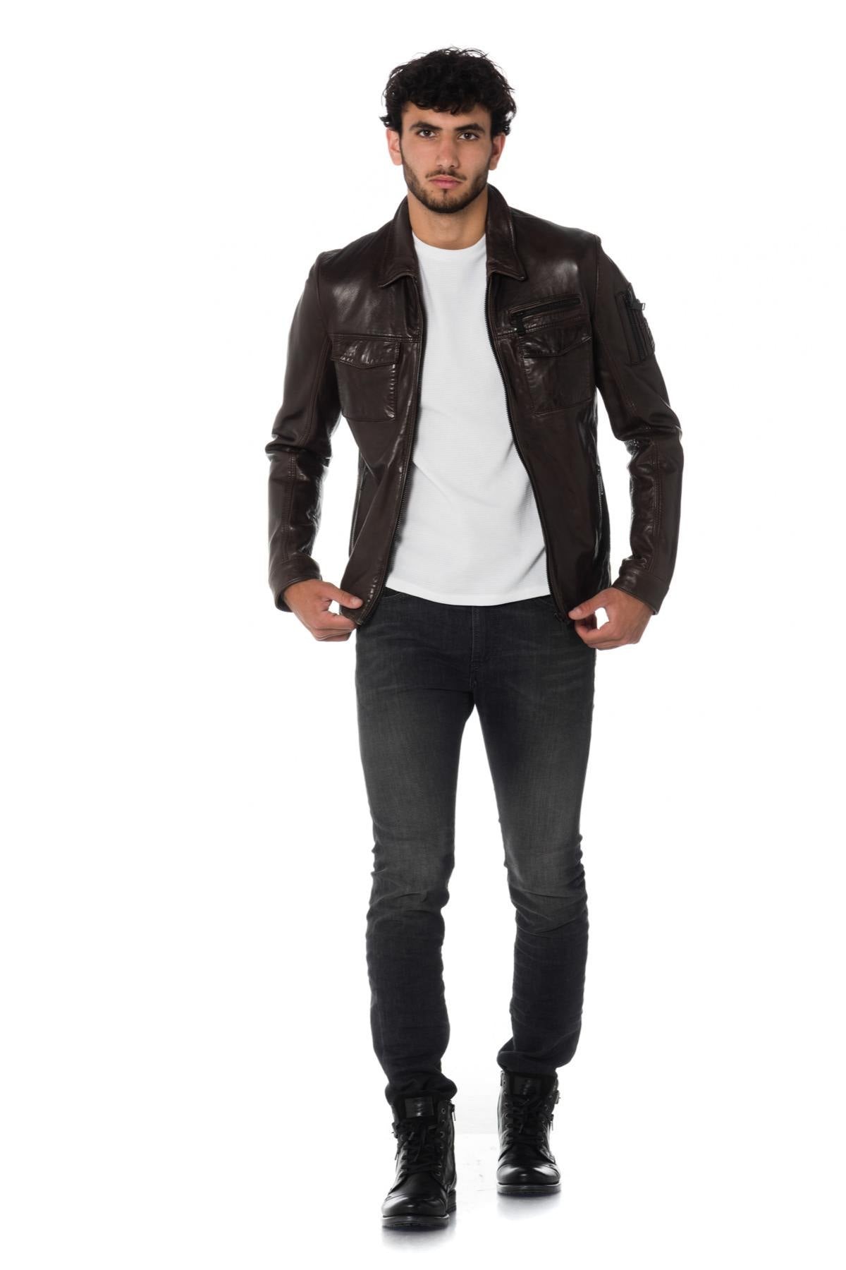 Redskins men's lambskin jacket with shirt collar - Image n°2