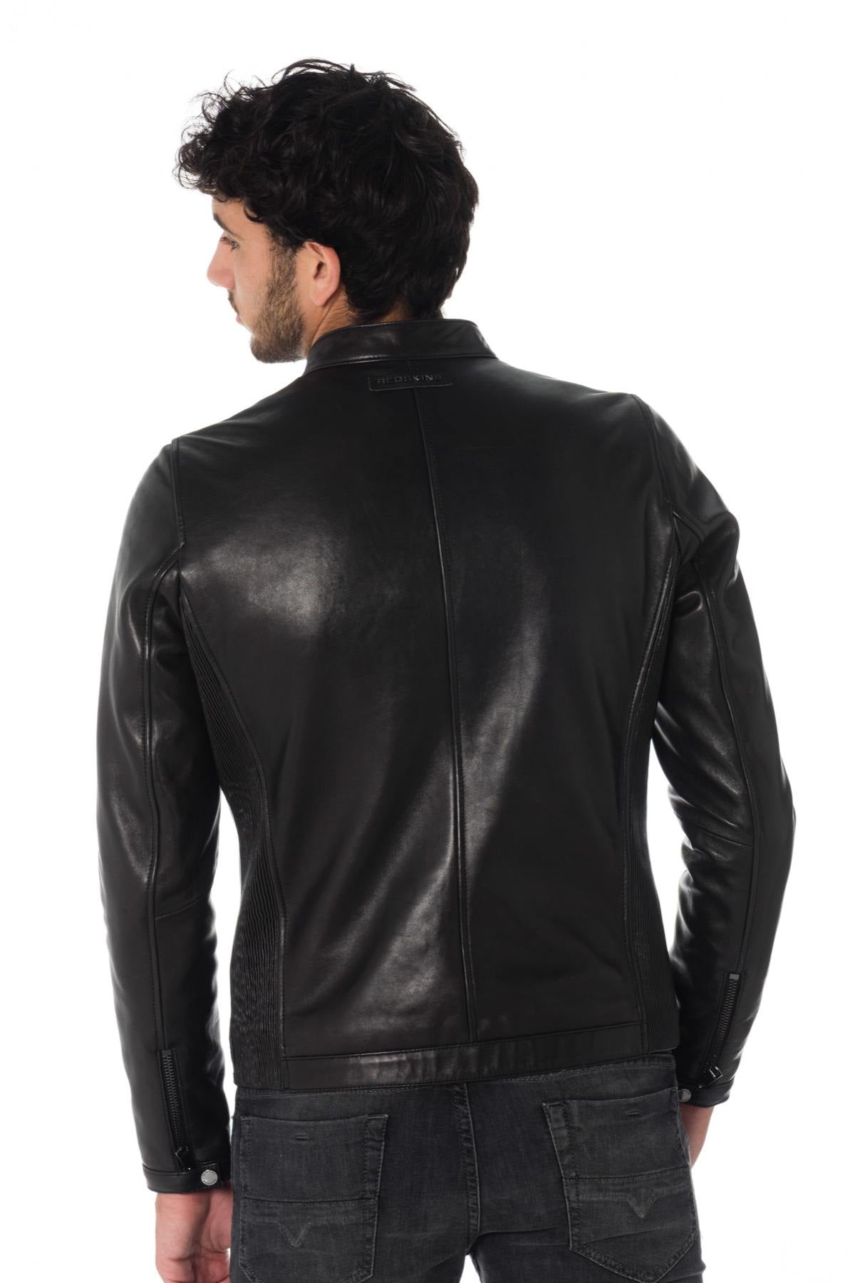 Black sheepskin leather jacket - Image n°8