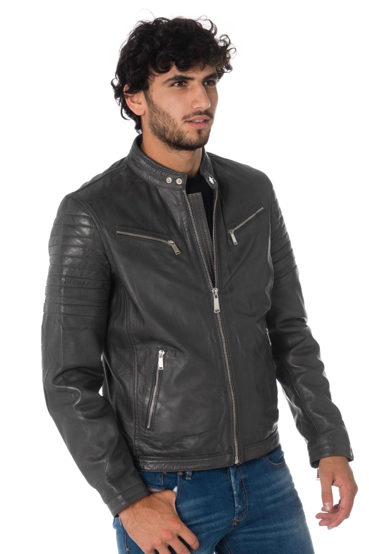 Elephant-colored Redskins leather jacket - Image n°1