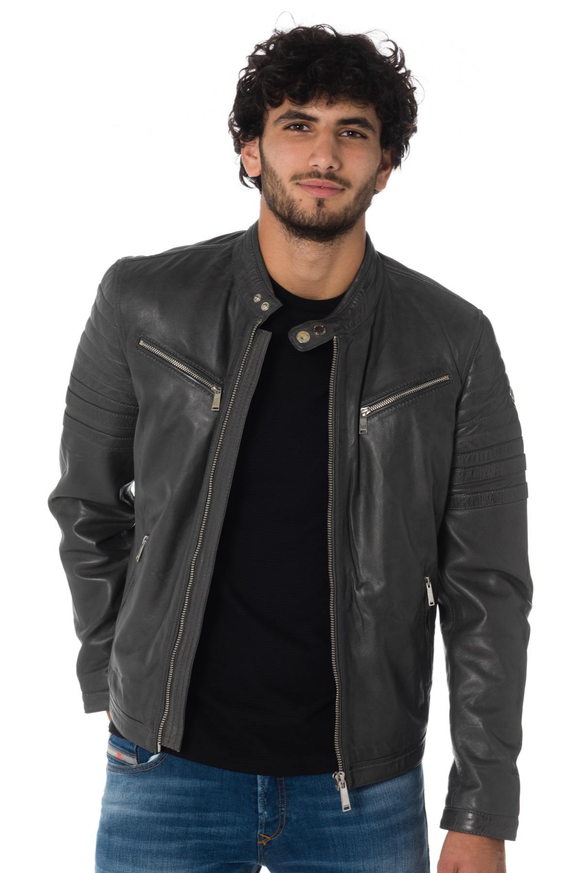 Elephant-colored Redskins leather jacket - Image n°7