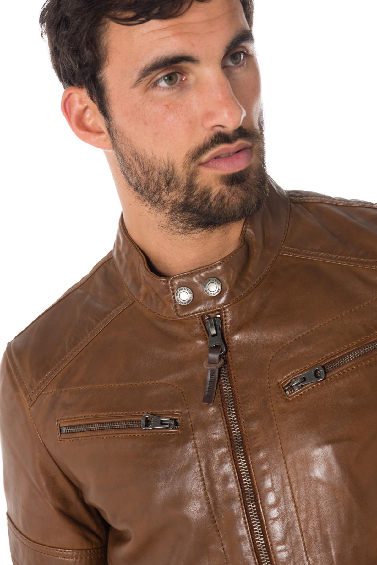 Redskins cognac sheepskin leather jacket - Image n°3