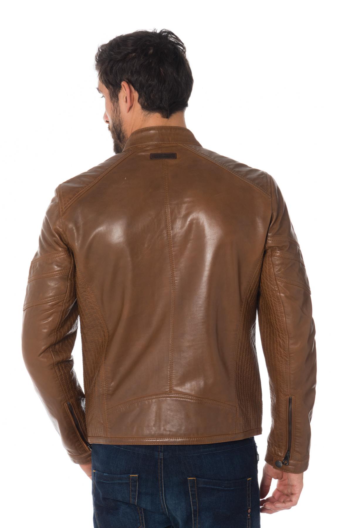 Redskins cognac sheepskin leather jacket - Image n°5