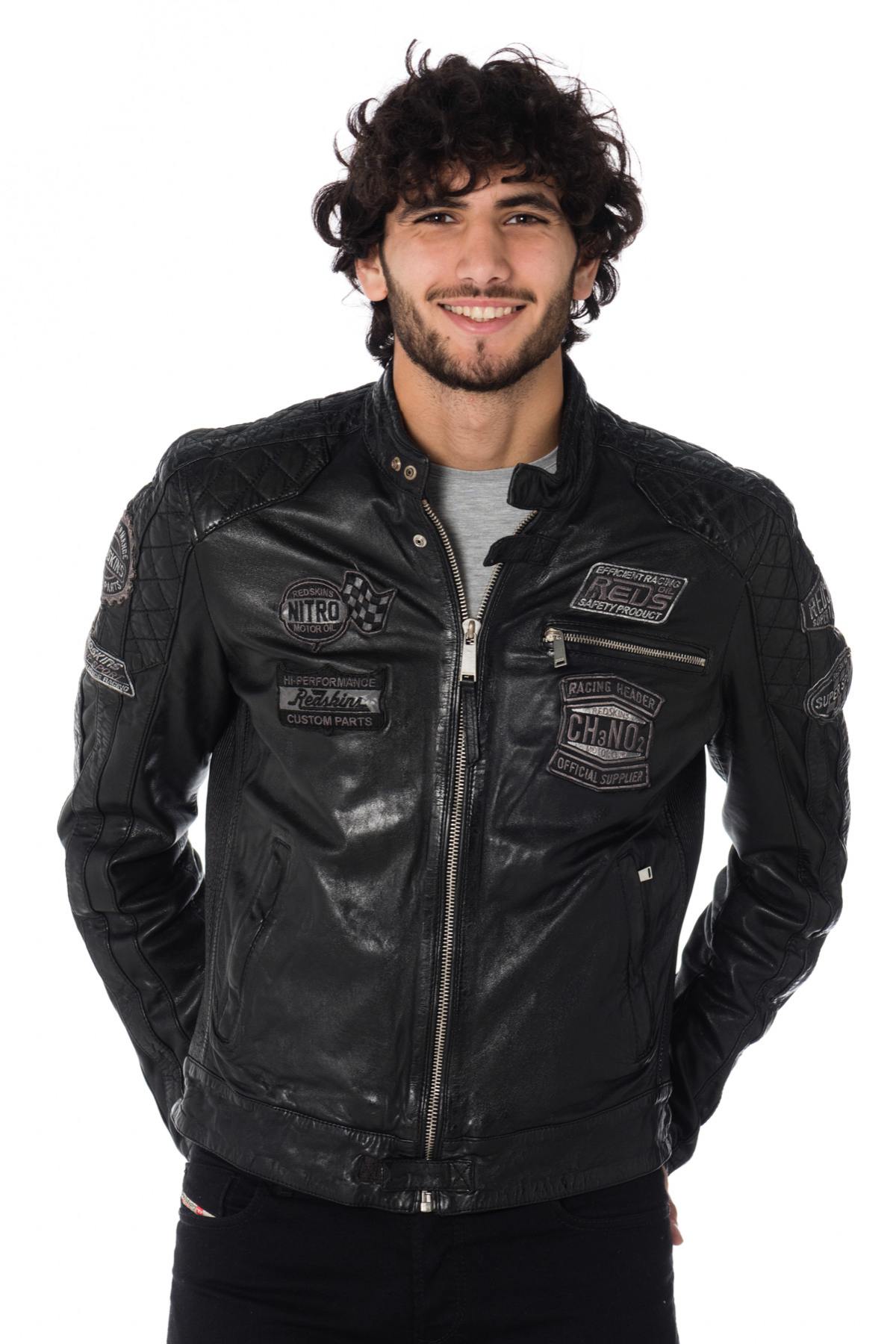 Redskins men's black racing jacket - Image n°1