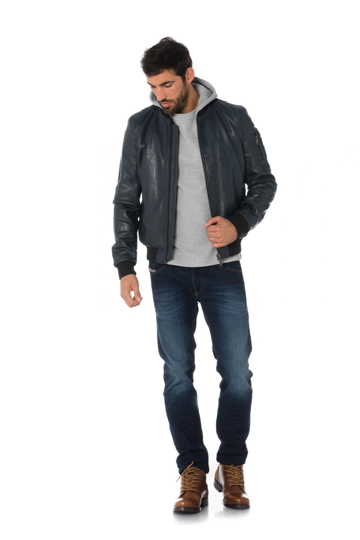 Redskins men's navy blue hooded bomber jacket - Image n°2