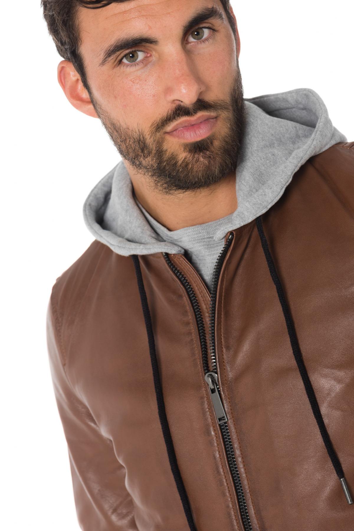 Redskins men's cognac hooded bomber jacket - Image n°6