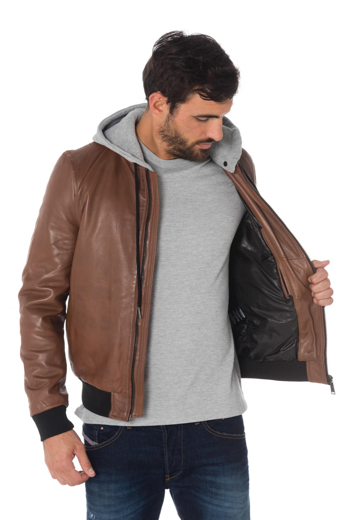 Redskins men's cognac hooded bomber jacket - Image n°4