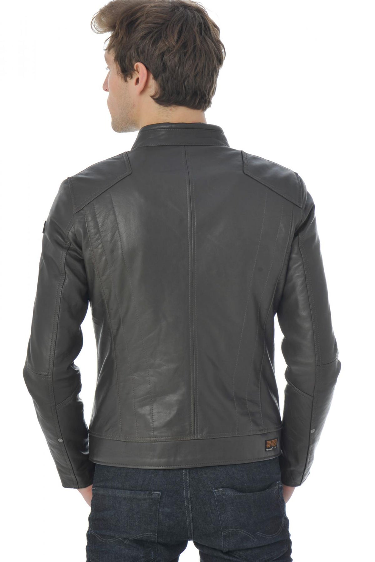 Redskins jacket in elephant gray lambskin - Image n°7