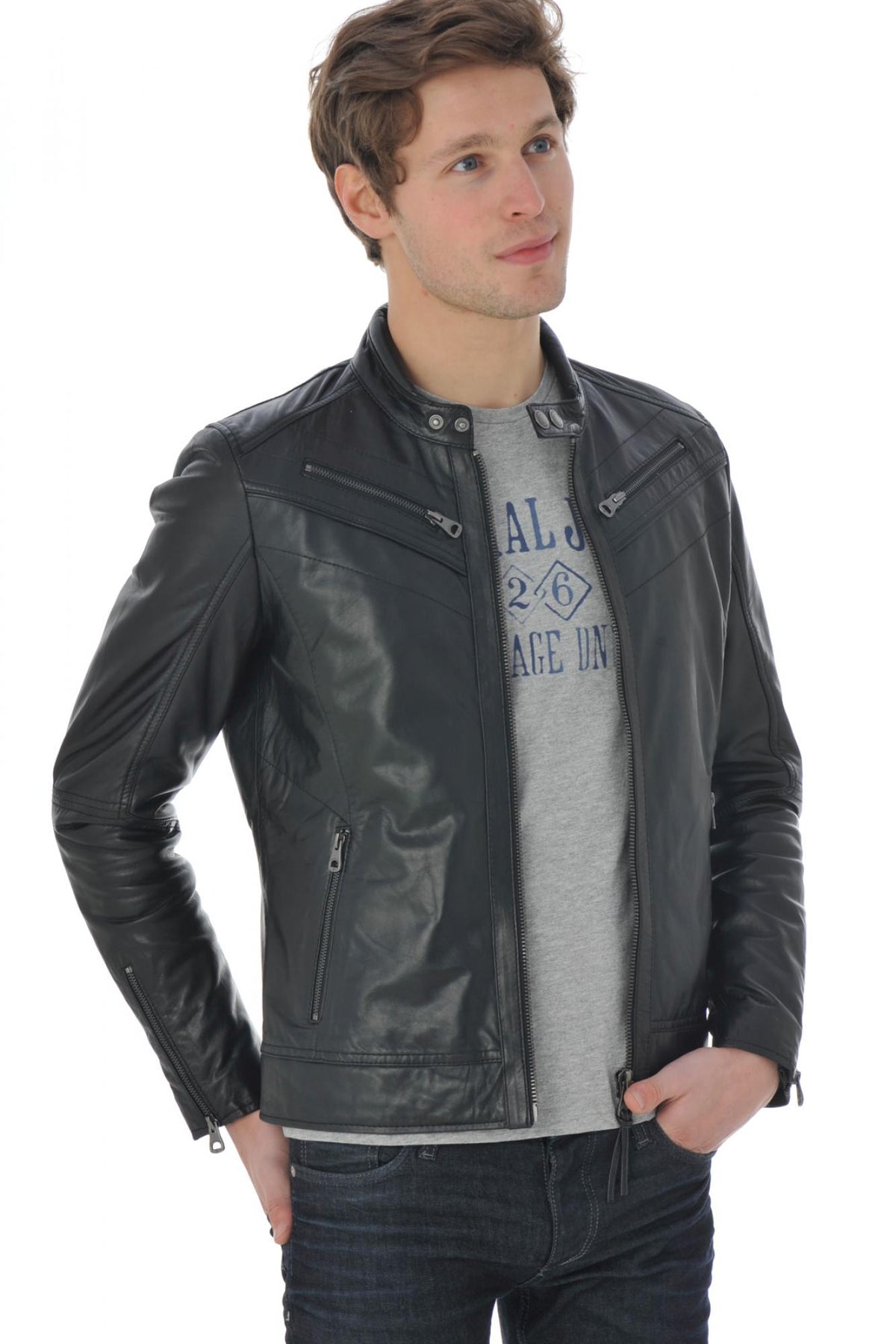 Redskins men's leather in black lambskin - Image n°6