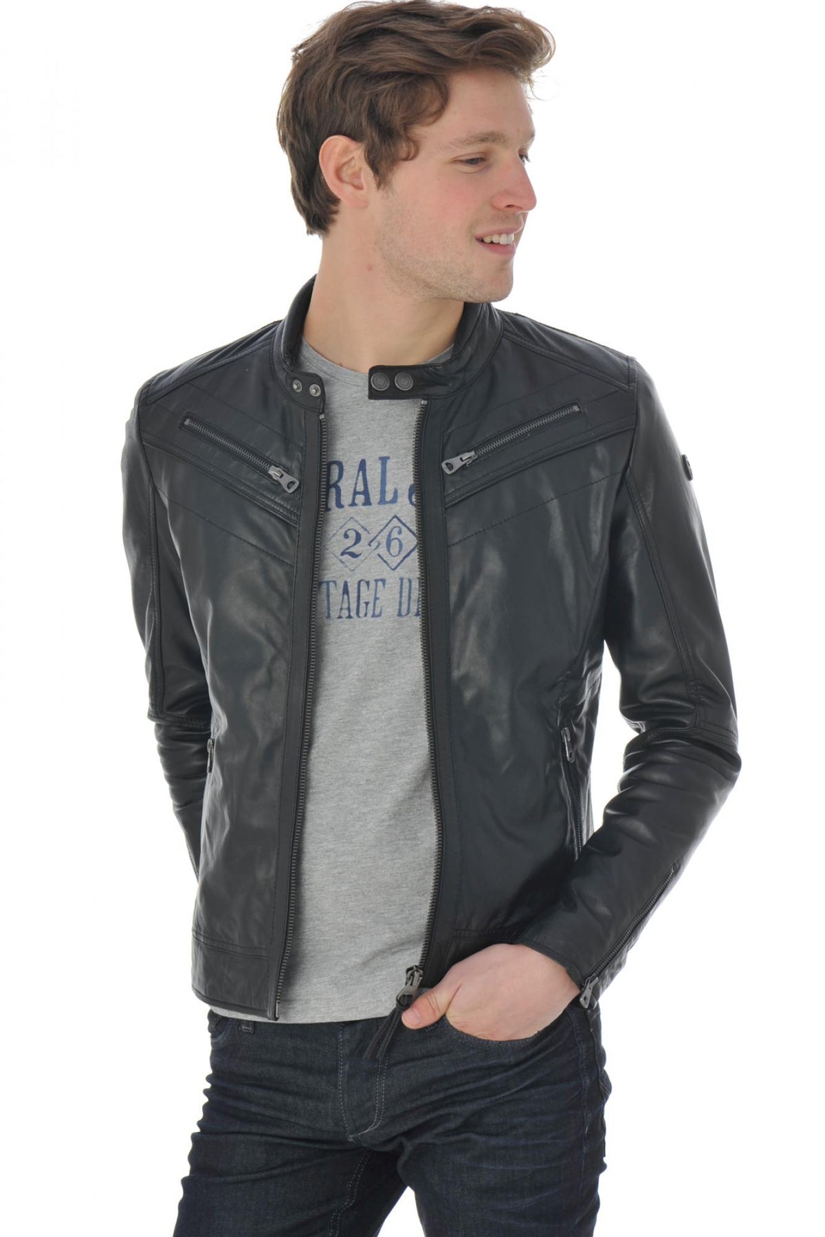 Redskins men's leather in black lambskin - Image n°1