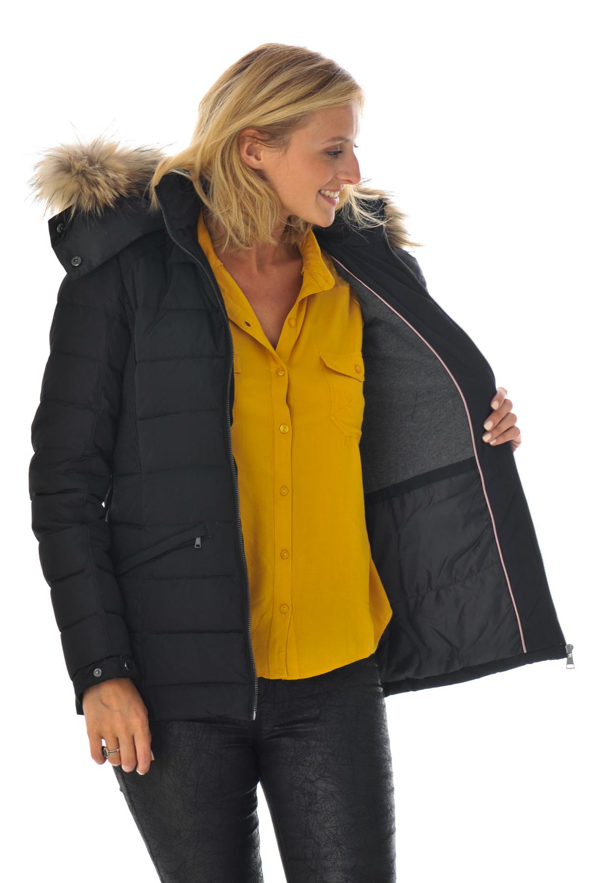 Black redskins mid-length down jacket - Image n°4