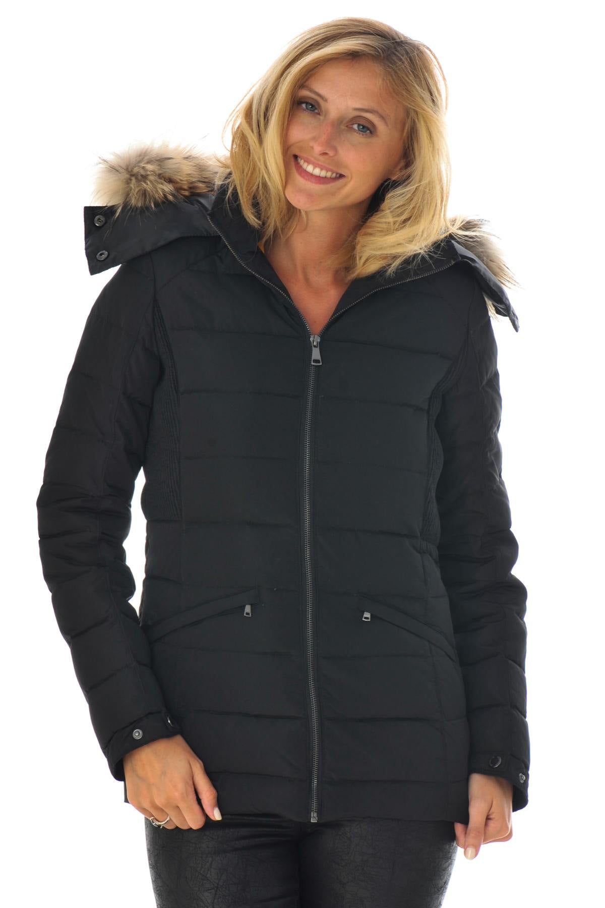 Black redskins mid-length down jacket - Image n°1