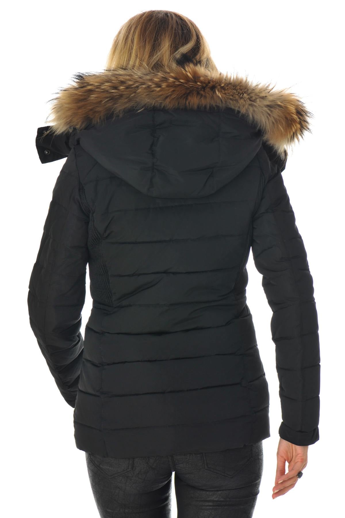 Black redskins mid-length down jacket - Image n°5