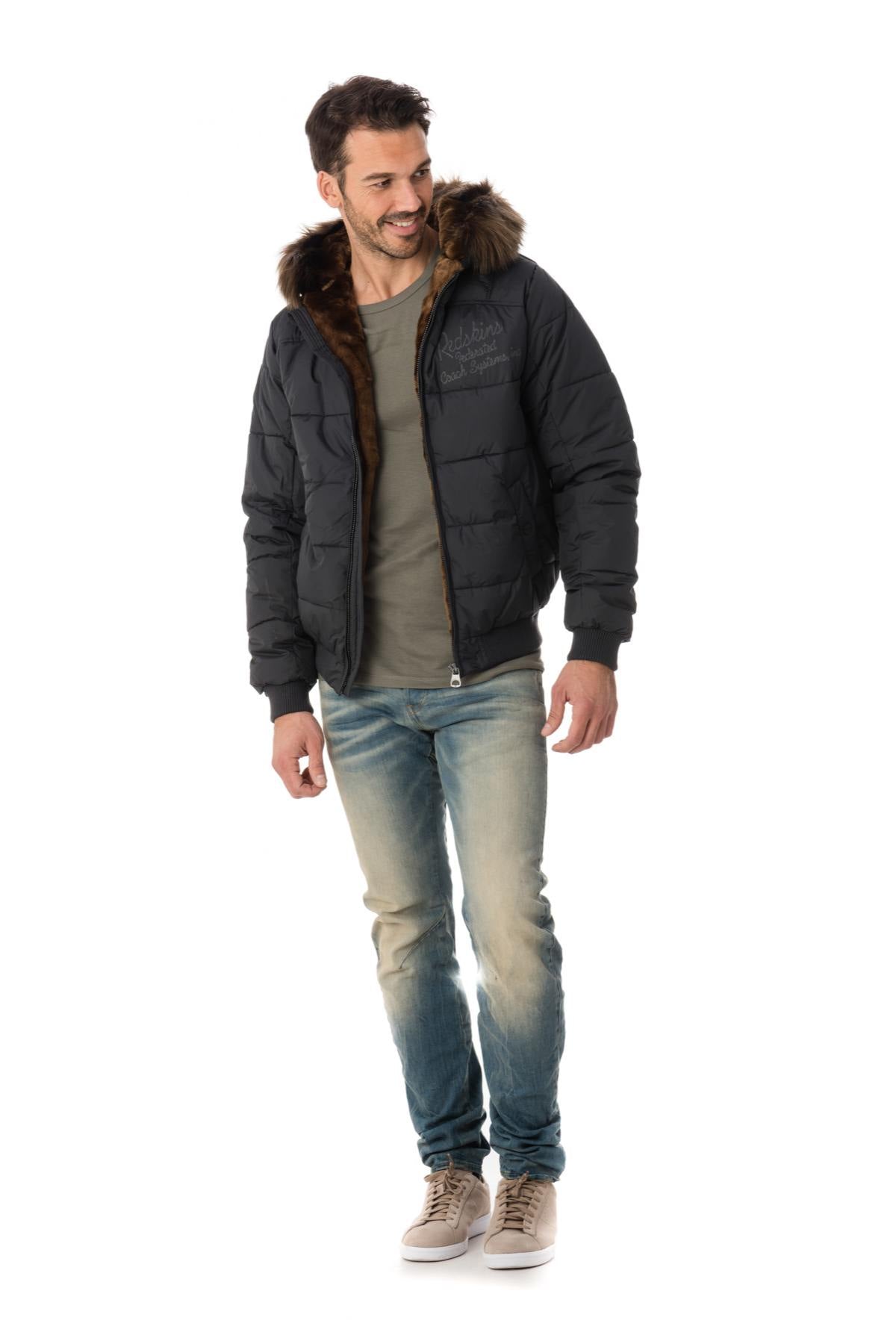 Men's dark gray polyester down jacket - Image n°2