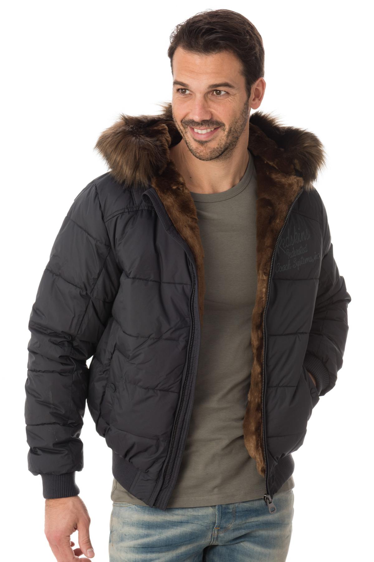 Men's dark gray polyester down jacket - Image n°3