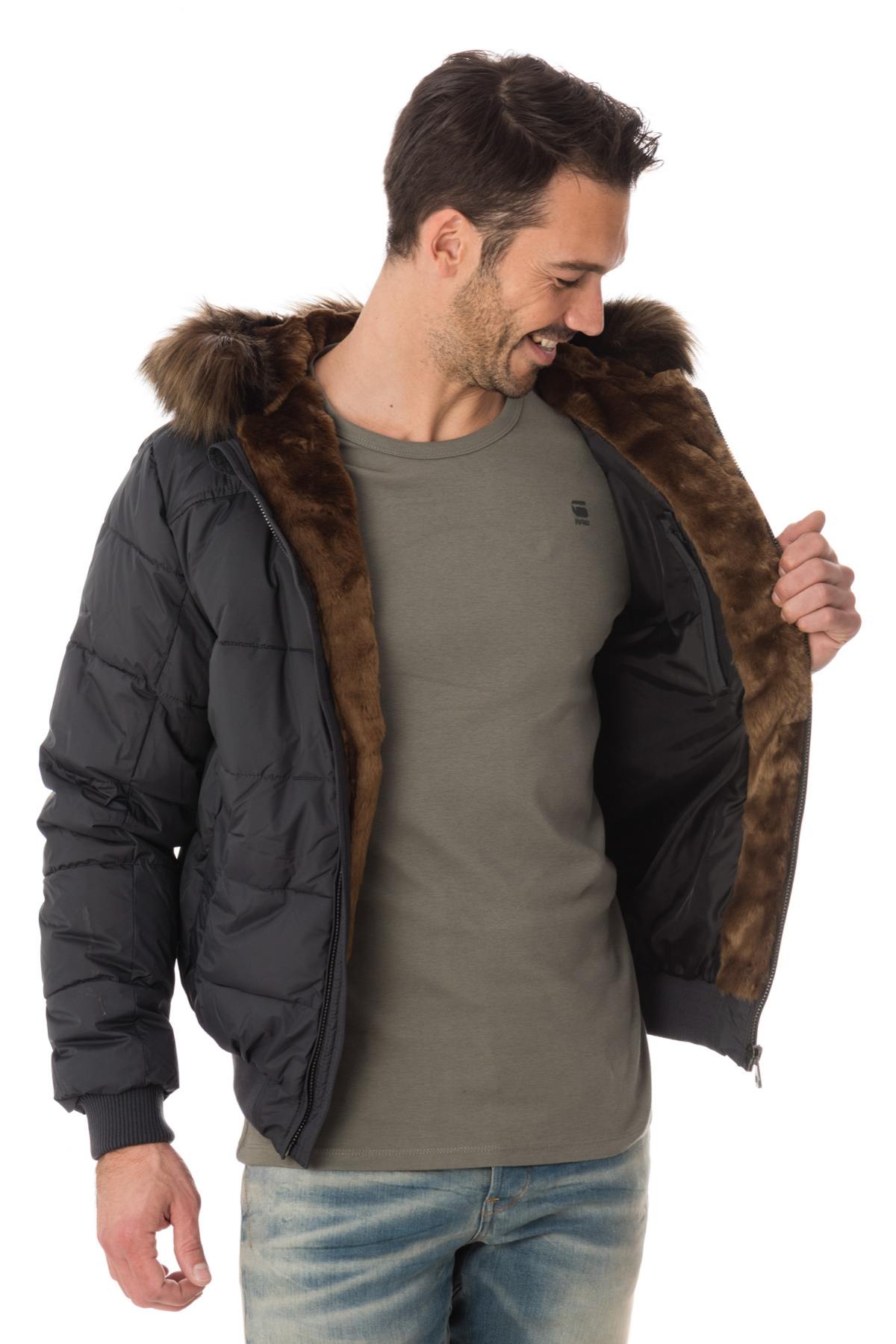 Men's dark gray polyester down jacket - Image n°4