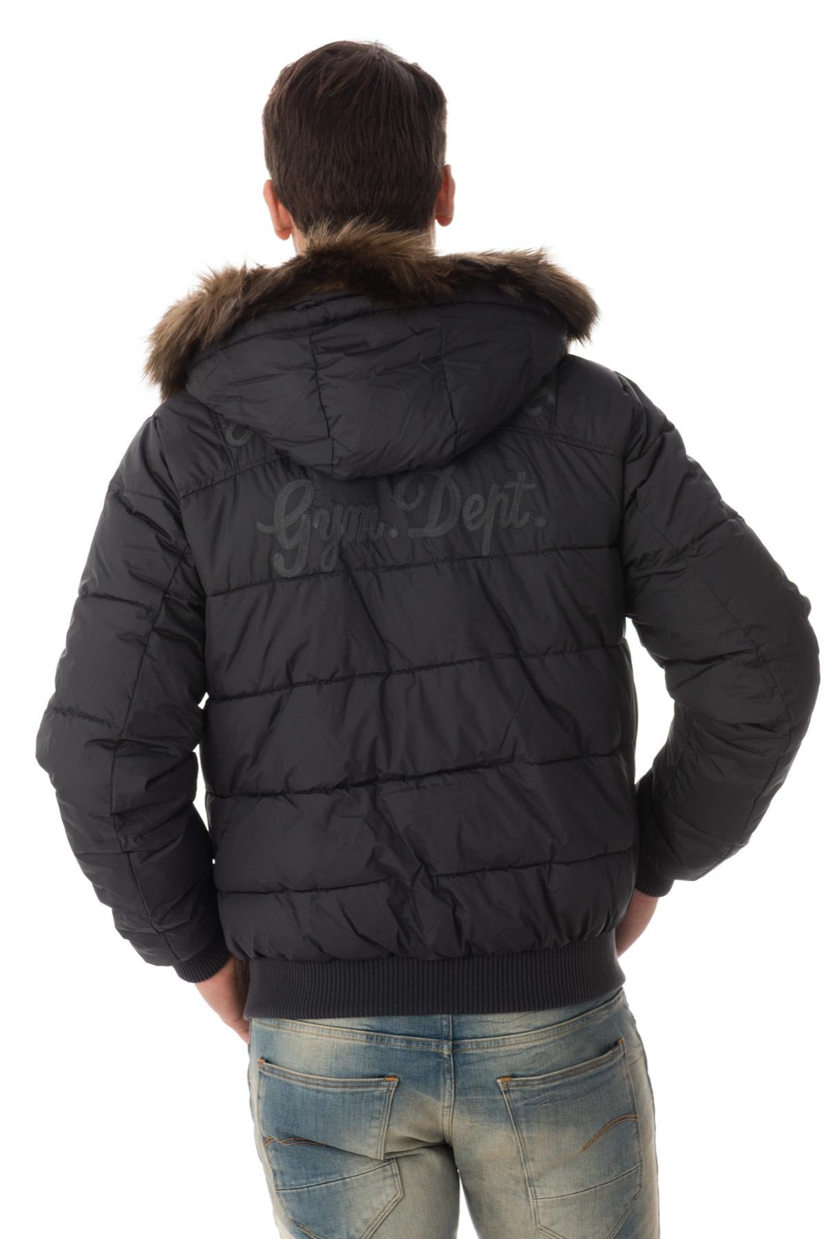 Men's dark gray polyester down jacket - Image n°5