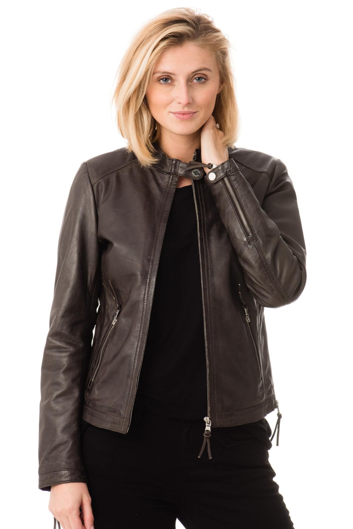 Redskins Brown Leather Jacket for Women - Image n°1